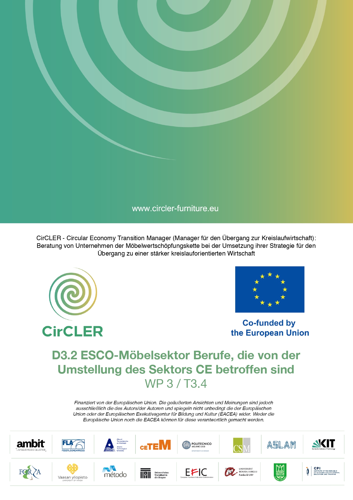 D3.2 ESCO-Möbelsektor Berufe, die von der Umstellung des Sektors CE betroffen sind